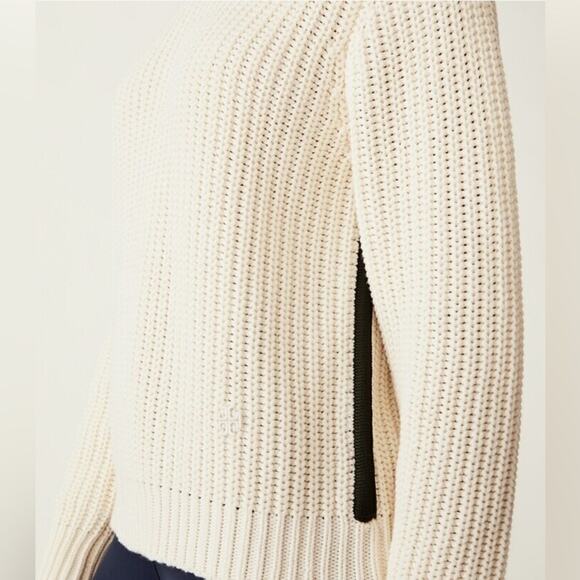 TORY BURCH Cotton Ribbed Side-stripe Sweater Medium* - Picture 4 of 8